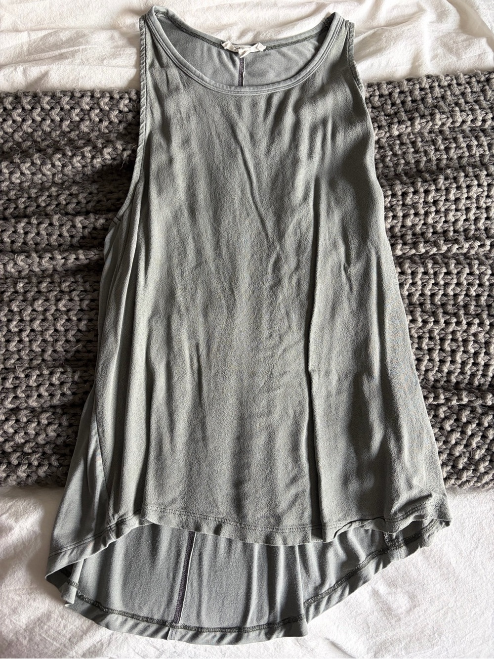 Women's Light Sage High-Low Racerback Tank Top - Casual Everyday